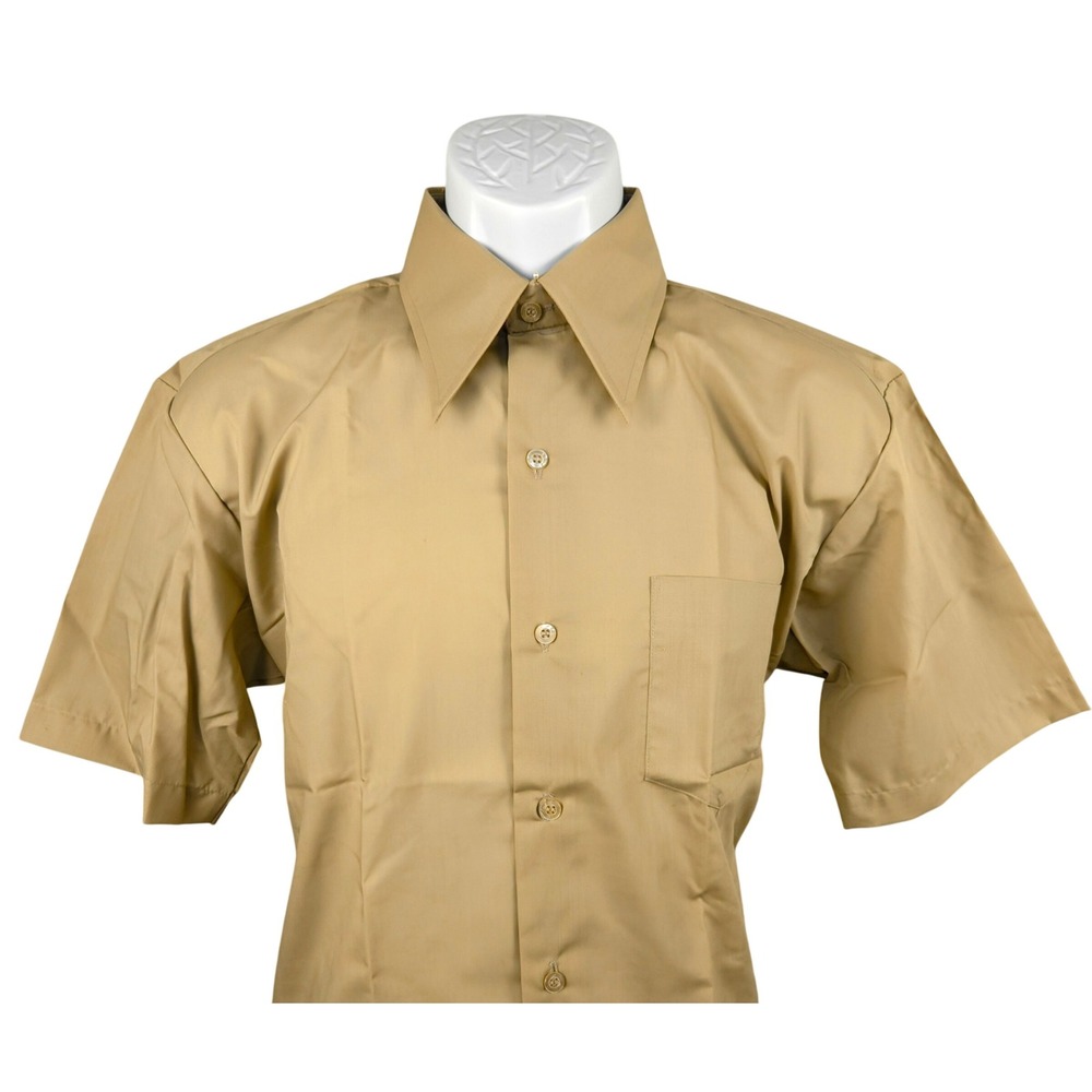 Vintage MacRae Tan Short Sleeve Button Up Shirt Mens Size 16‎